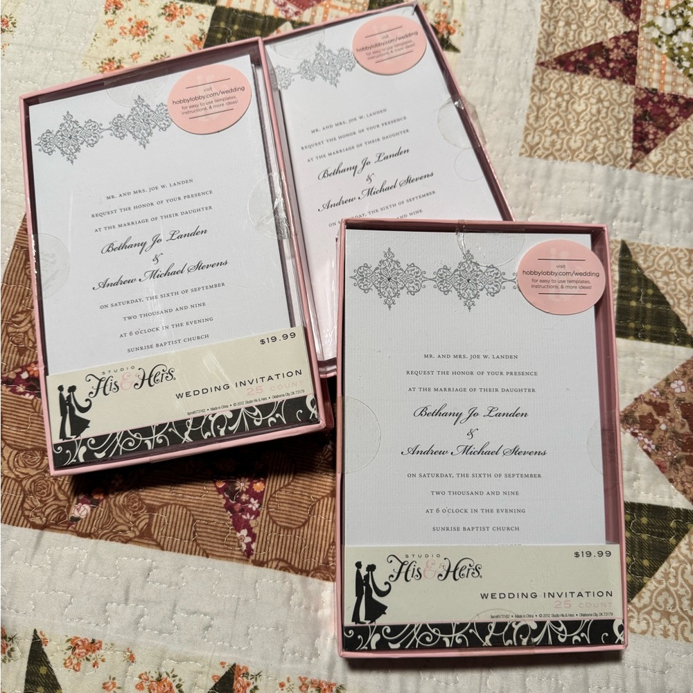 Elegant His & Hers Wedding Invitations
